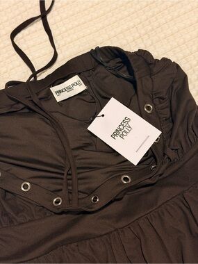 Princess Polly Dark Brown Hooded Jacket with Grommet Detail